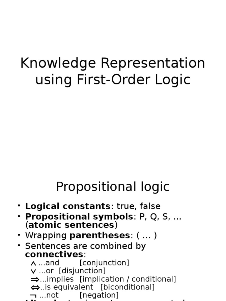 An Introduction to Knowledge Representation Using First-Order Logic ...