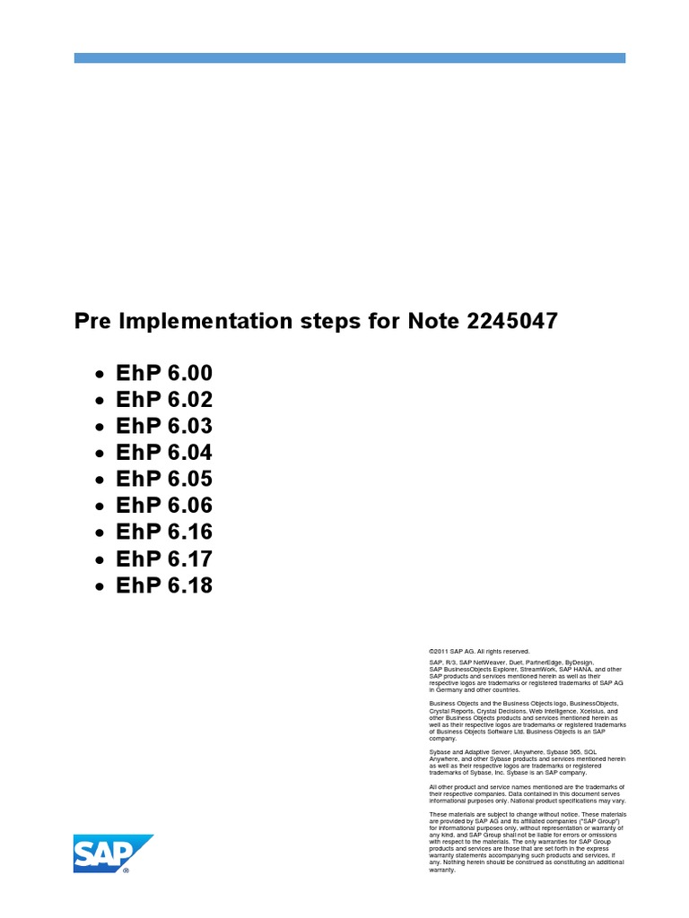 Nota - 2245047 - Pre Manual Implementation Steps | PDF | Sap Se | Data Type
