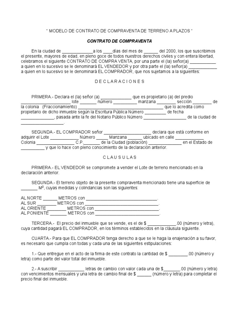 Compraventa de Terreno a Plazos Pagaré Pagos