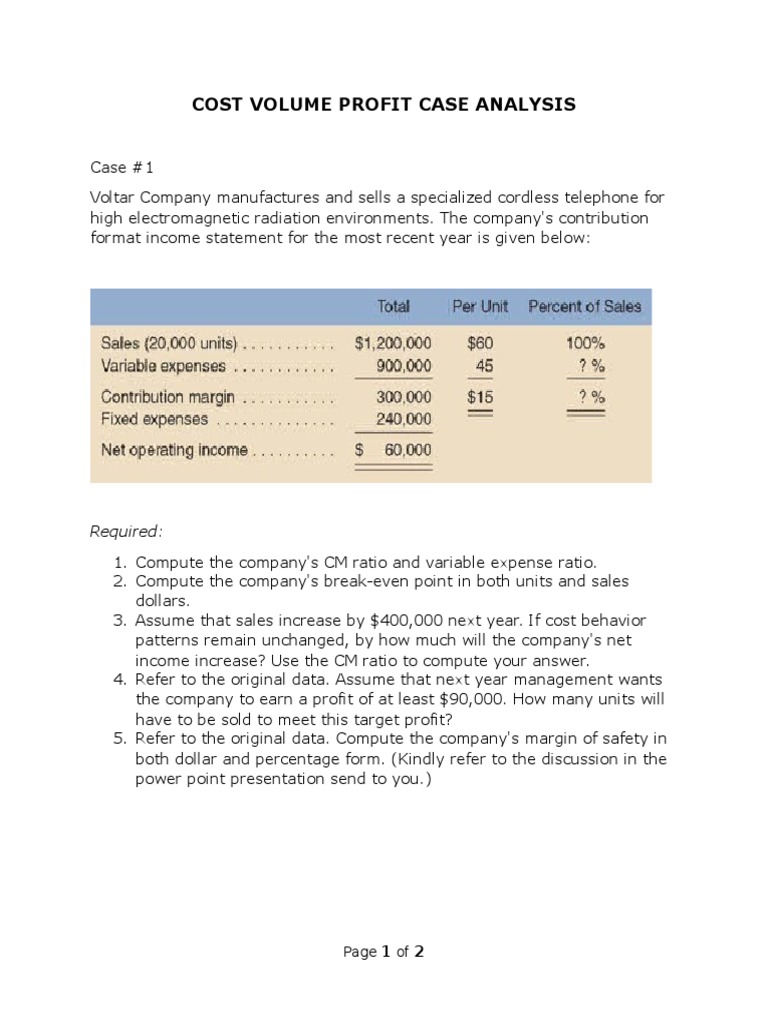Cost Volume Profit Analysis Guide | PDF | Business | Finance & Money ...