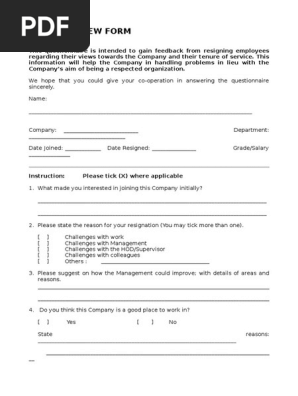 Exit Interview Form