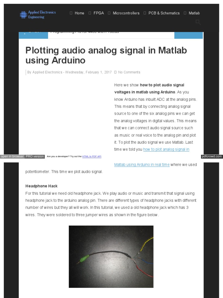 Plotting Audio Analog Signal in Matlab Using Arduino | PDF | Arduino ...
