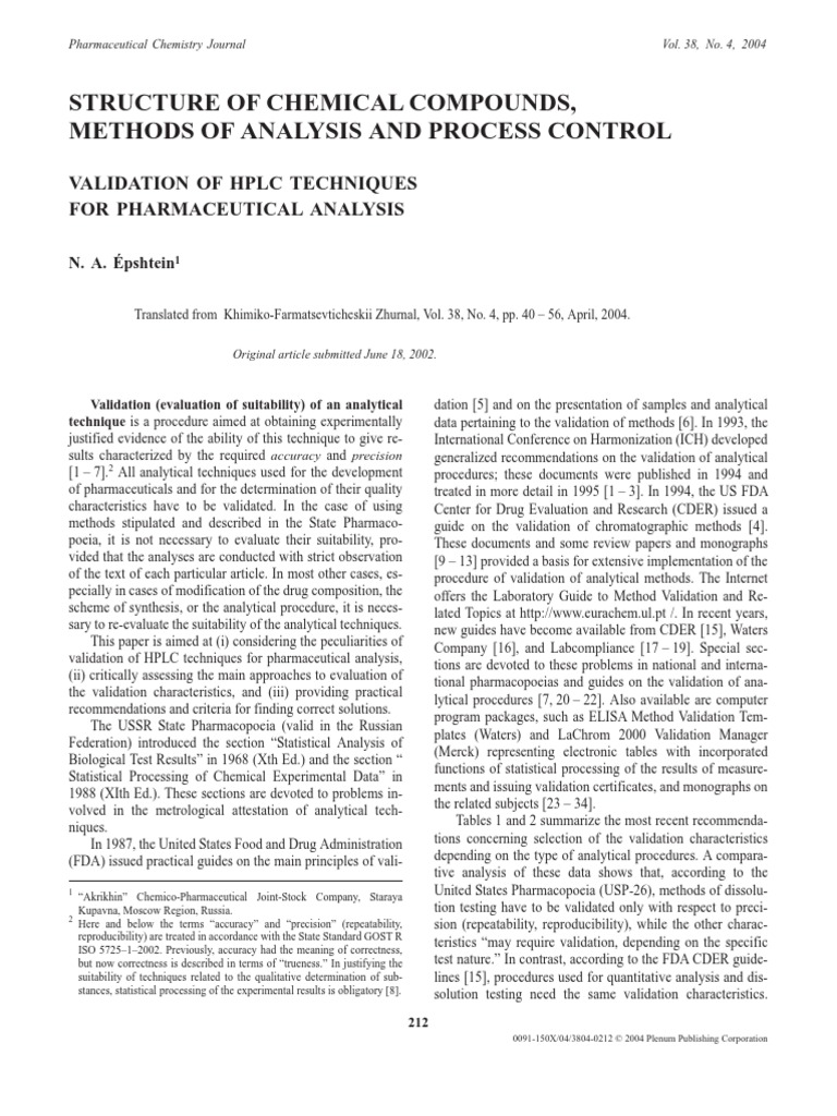 Validation of HPLC Techn For Pharmaceutical Analysis | PDF | High ...