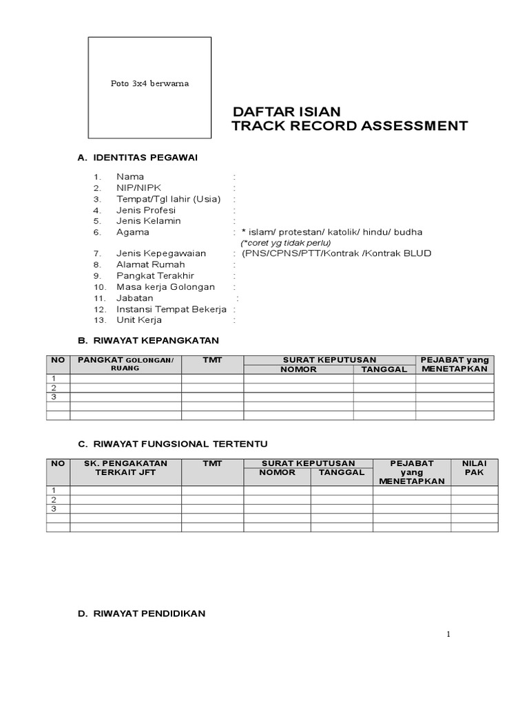 Penilaian Track Record Pegawai | PDF