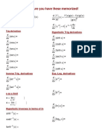 Make Sure You Have These Memorized!: D FG (X) F (X) G (X) F (X) G (X) DX + É Ù Ë Û