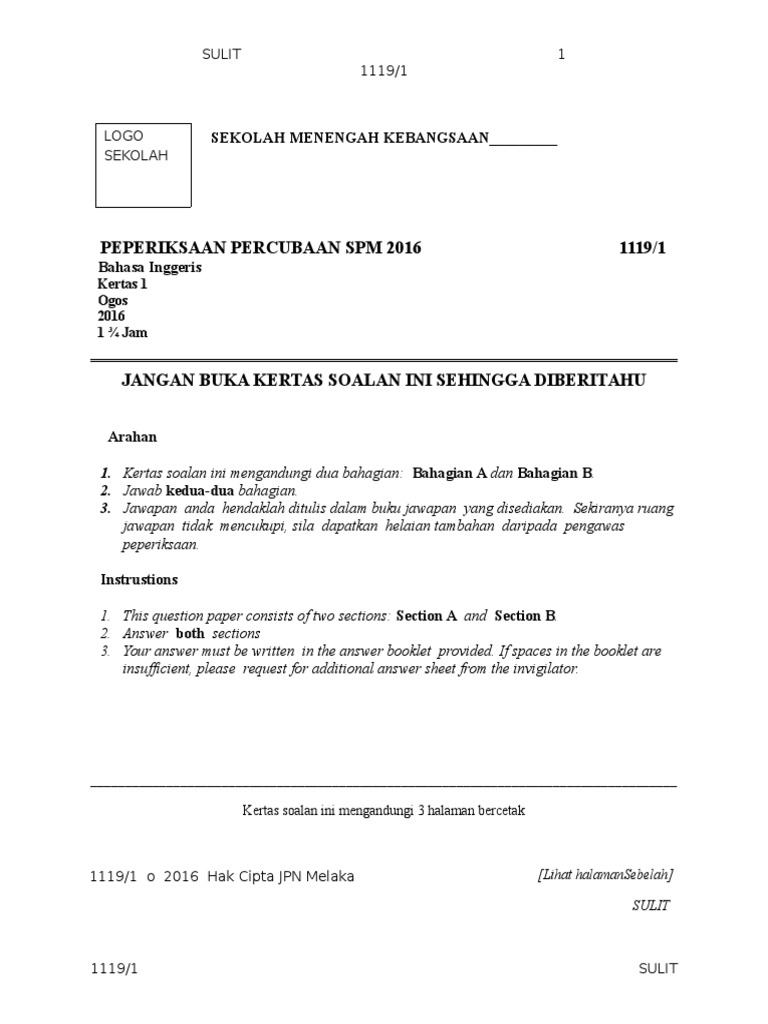 2016 Melaka SPM Trial - English Paper 1.docx | Crimes ...