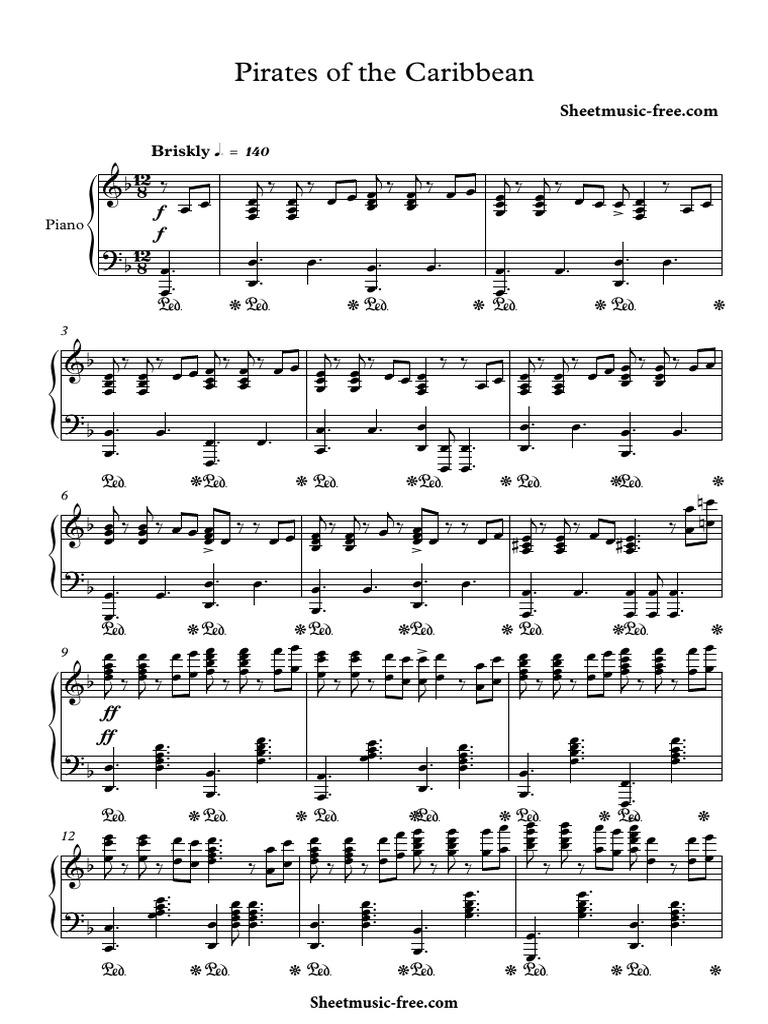 Pirates Of The Caribbean Notes Piano Pdf