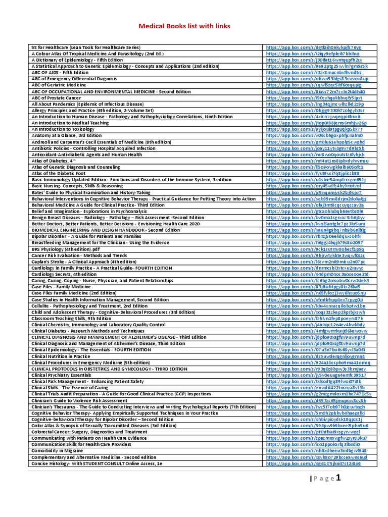 Free Medical Books with Links | PDF | Clinical Psychology | Medicine