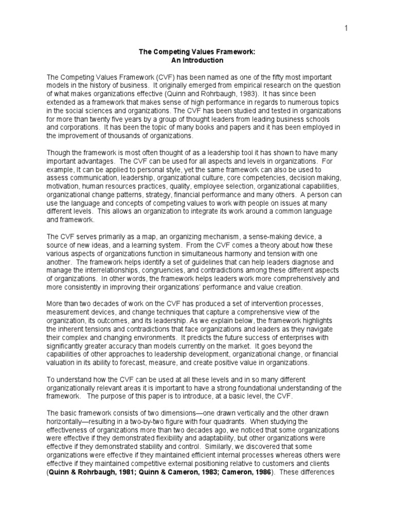 The Competing Values Framework An Introduction PDF | PDF | Toyota | Lexus