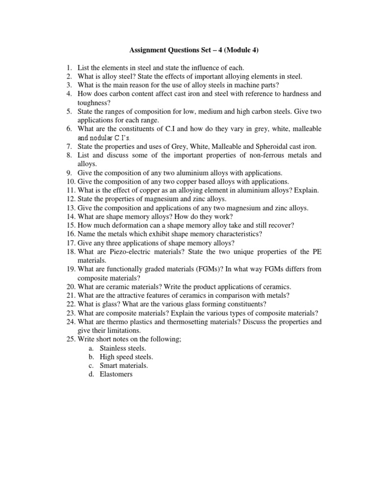 Assignment Questions Set - 4 (Module 4) | PDF