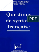 Philippe Monneret Rene Rioul Questions de Syntaxe Francaise