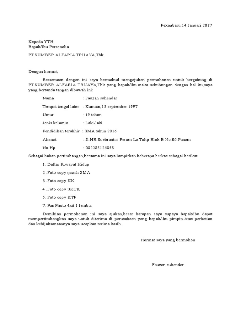 Download 93+ Contoh Surat Lamaran Kerja Alfamart Gratis Terbaru