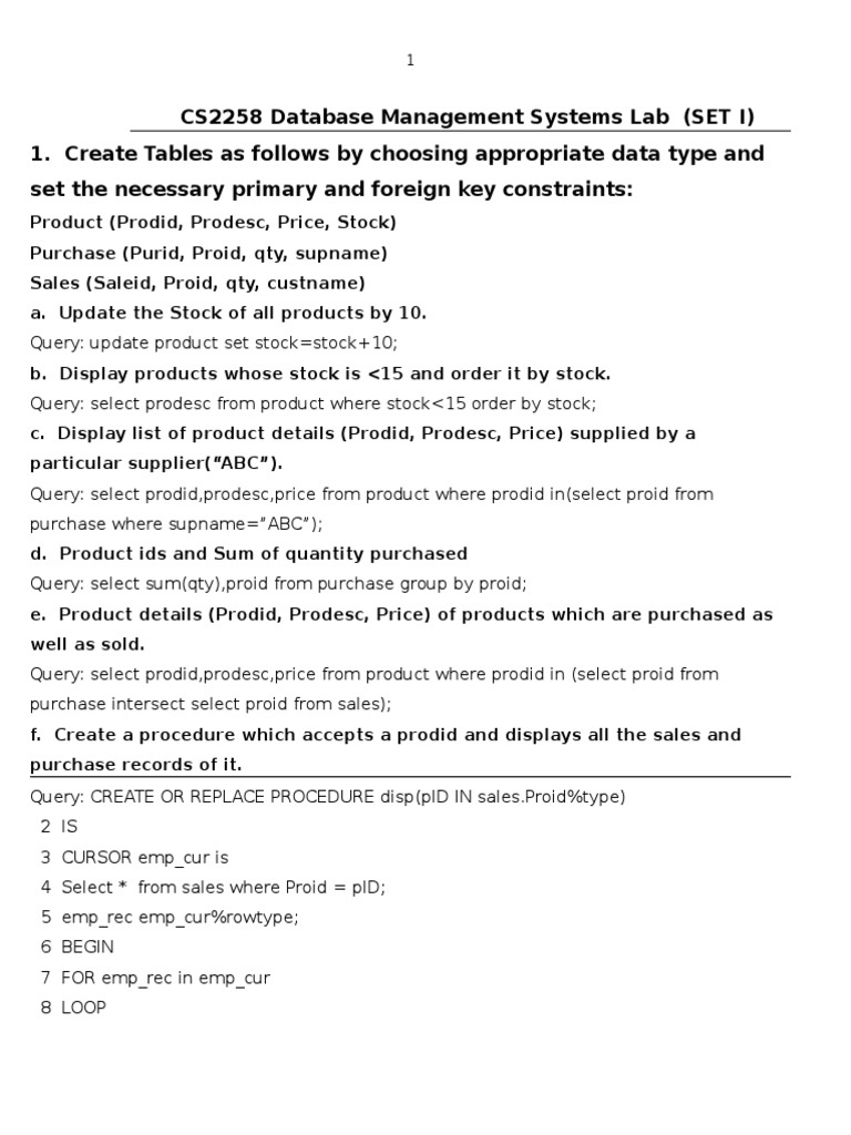 DBMS Lab Quetsions With Answer PDF Information Technology Management Computer Programming
