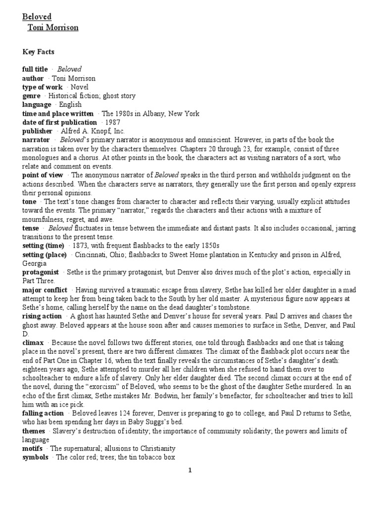 Beloved Toni Morrison PDF Narration