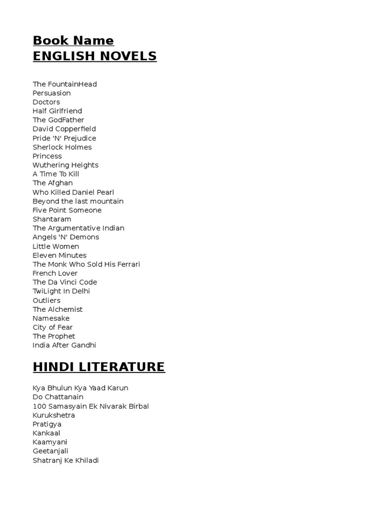 English, Hindi, and Religious Books List | PDF | Religion And Belief