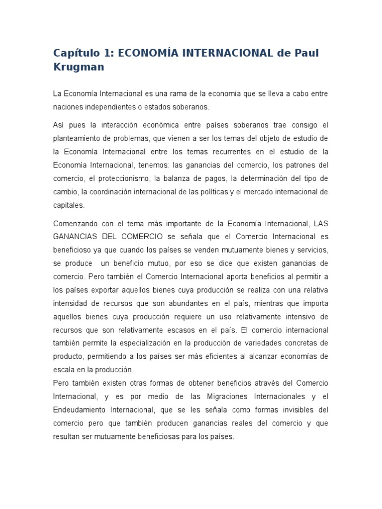 Capítulo 1 Krugman | PDF | Producto Interno Bruto | Comercio