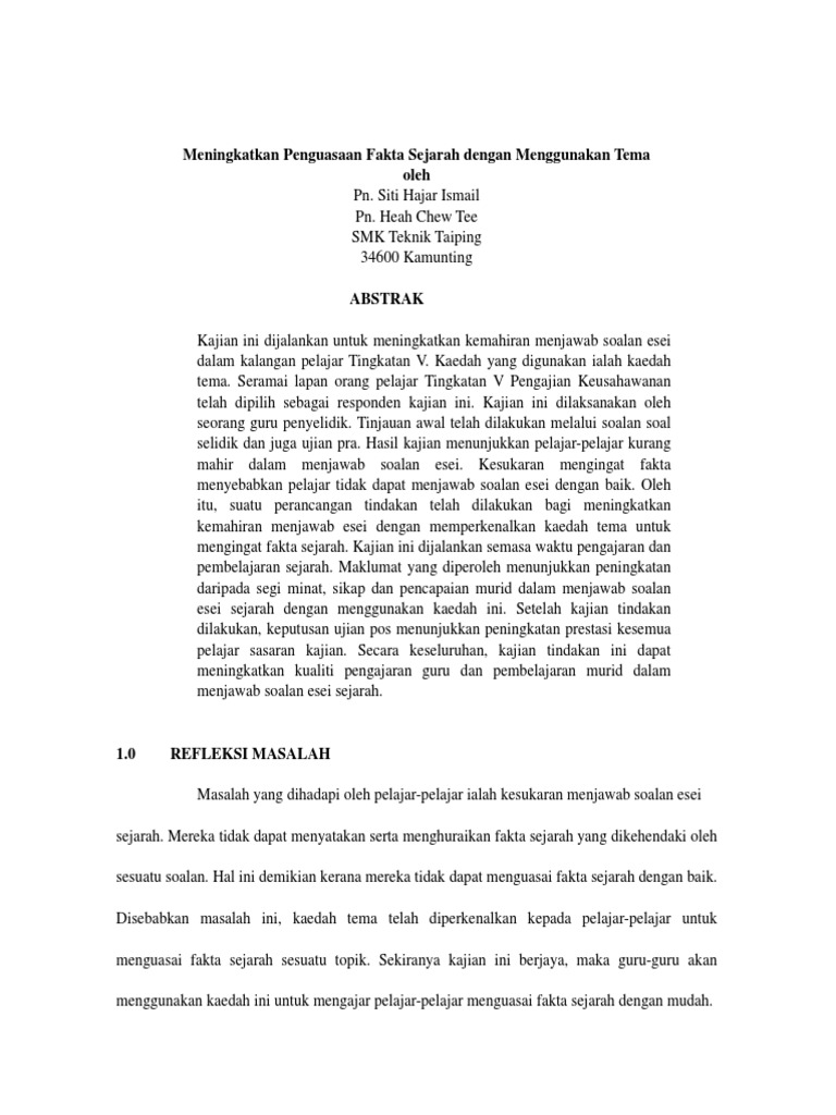 Penggunaan Tema Dalam Meningkatkan Penguasaan Fakta 