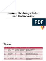 More With Strings, Lists, and Dictionaries