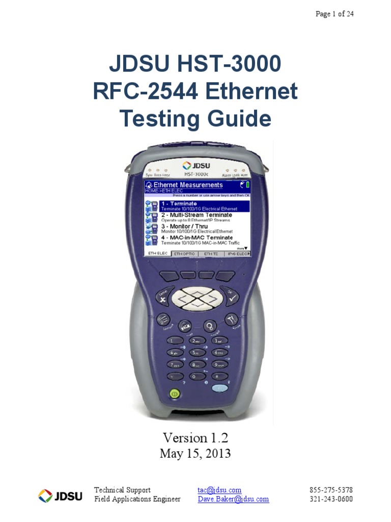 JDSU HST3000 RFC2544 Testing Guide Ip Address