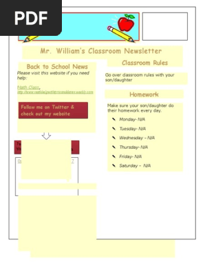 my classroom newsletter