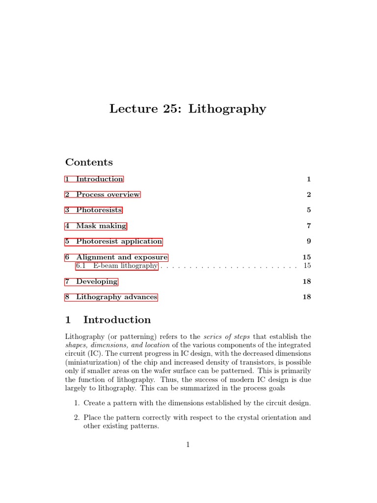 Lithography Process in IC Fabrication | PDF | Photolithography ...