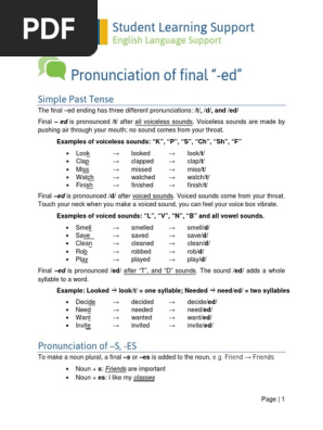 Pronunciation Final Ed Es Grammatical Number Languages