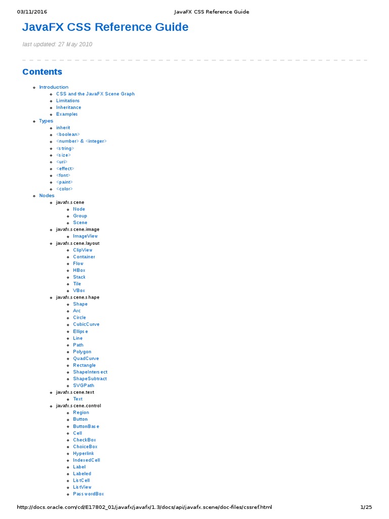 JavaFX CSS Reference Guide | PDF | Cascading Style Sheets | Inheritance ...