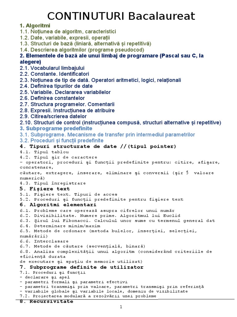Teorie Informatica Pentru BAC | PDF