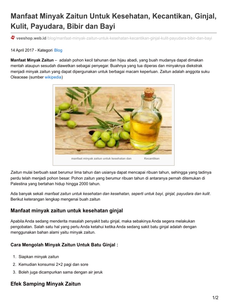 Manfaat Minyak Zaitun Untuk Kesehatan Kecantikan Ginjal Kulit Payudara Bibir Dan Bayi