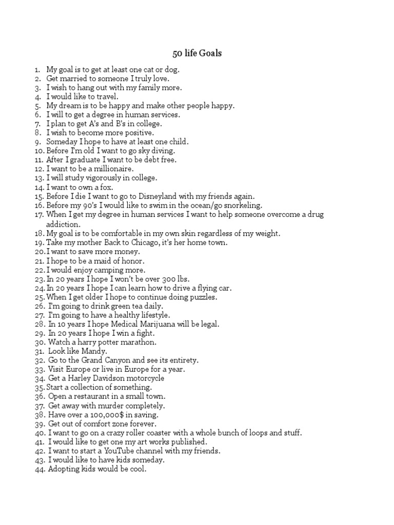 50 Lifegoals | PDF