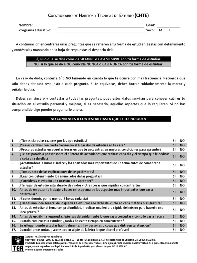 Cuestionario.c H T E PDF | PDF | Cuestionario | Lectura (proceso)