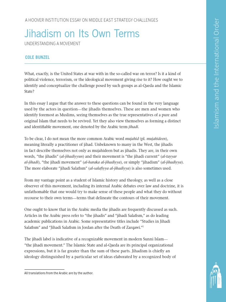 Jihadism On Its Own Terms Understanding A Movement PDF Jihadism