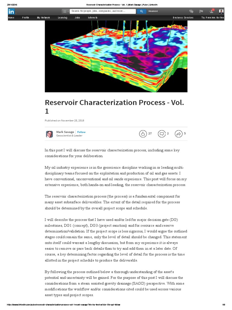 Reservoir Characterization Process Vol 1 Petroleum Reservoir