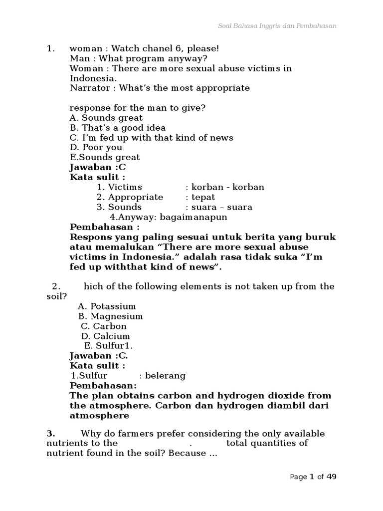 View Pembahasan Dan Kunci Jawaban Unbk Bahasa Inggris 2019 Rukim.id Gif