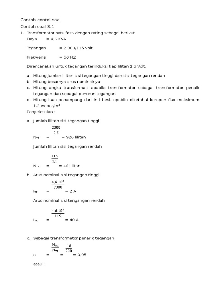 Contoh Soal Trafo
