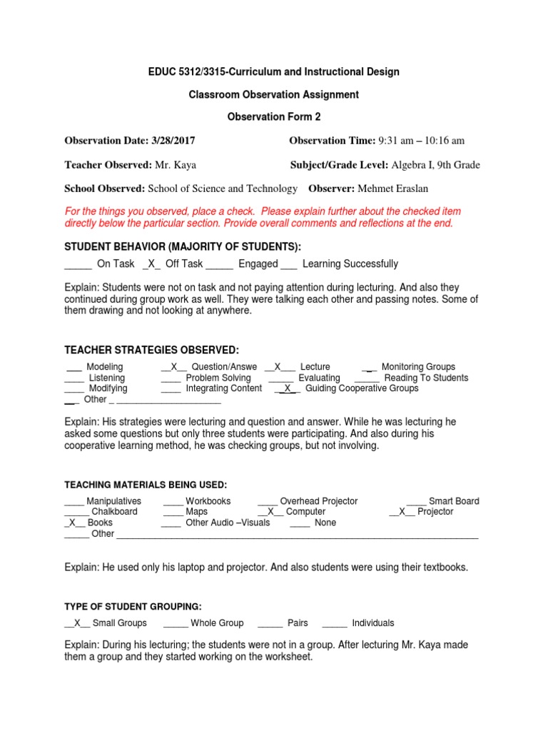 EDUC 5312/3315-Curriculum and Instructional Design Classroom ...