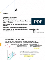 Momento de par, pares equivalentes y reducción de sistemas de fuerzas a una fuerza y par