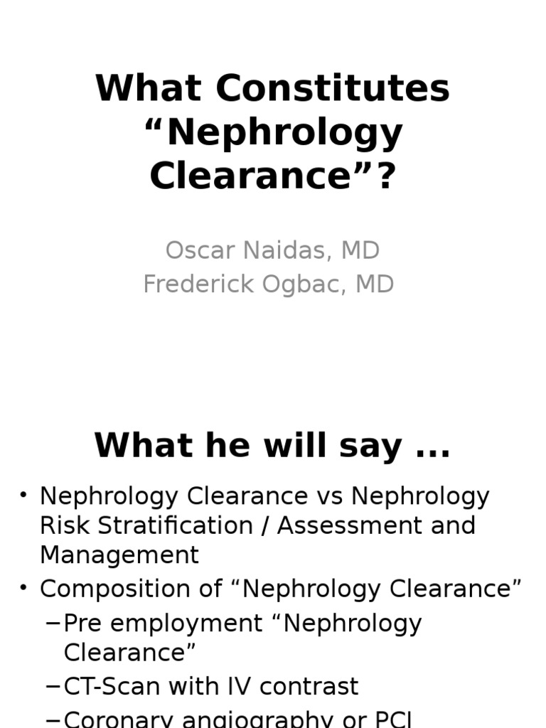 What Constitutes A Nephrology Clearance PDF Renal Function