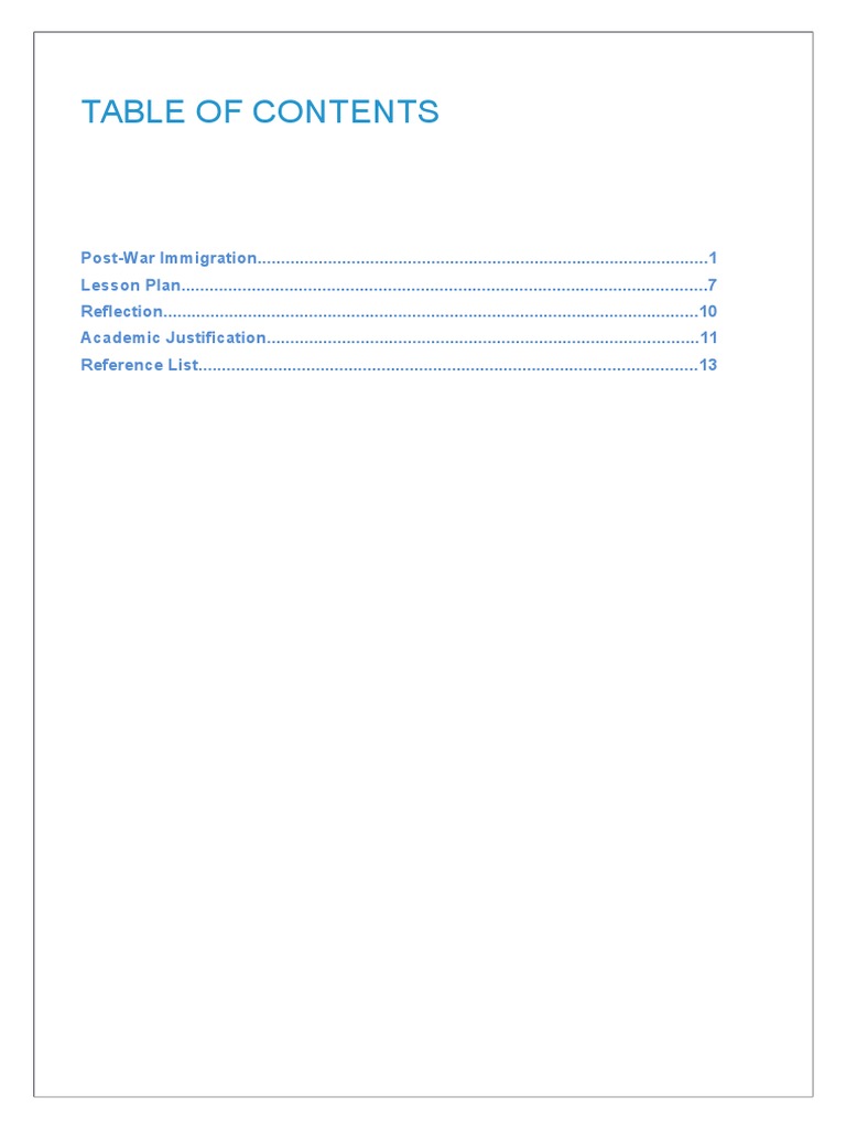 table of contents | Lesson Plan | Educational Technology