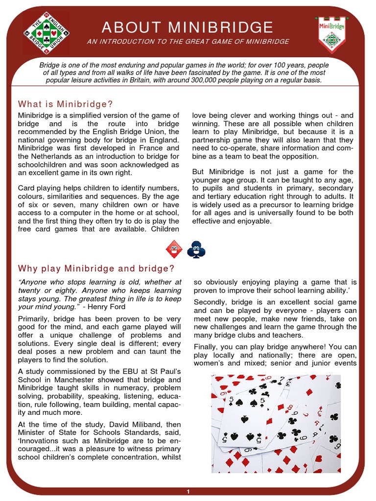 All About Mini Bridge | PDF | Card Games | Playing Cards