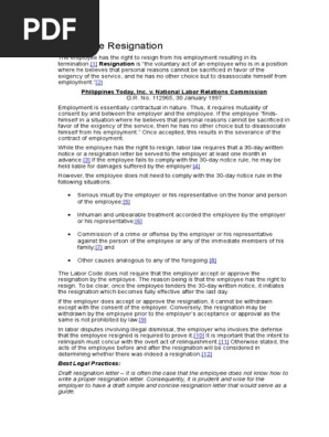 Employee Resignation (30-DAY NOTICE)