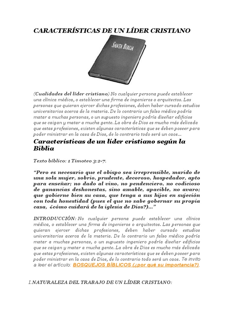 Características de Un Líder Cristiano | PDF | Pablo el apóstol | Dios