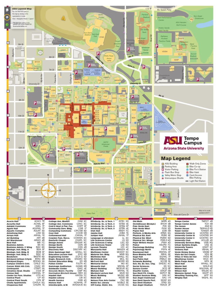 Asu Map Tempe Current Arizona State University Sports
