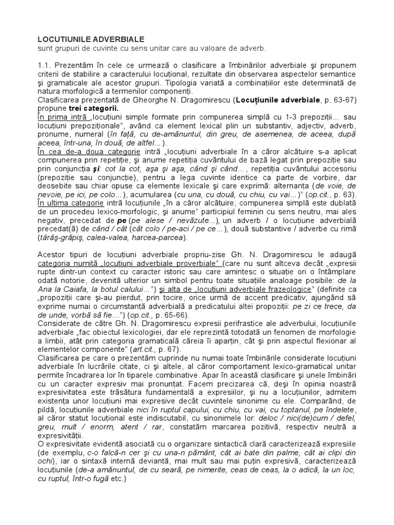 Locutiuni Adverbiale | PDF