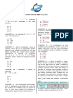 Exercícios sobre frações e problemas matemáticos