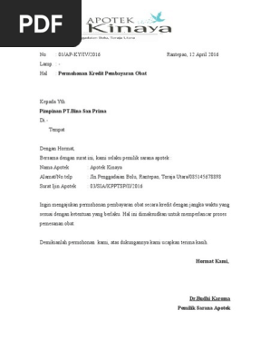Surat Permohonan Kredit Pembayaran