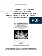 The Kaulajnananirnaya The Esoteric Teachings of Matsyendrapada Sadguru of The Yogini Kaula School of Tantric Tradition From Aditya Praka PDF