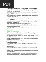 Constants, Variables, Expressions and Operators