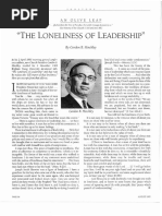 The Loneliness of Leadership - Gordon B. Hinckley