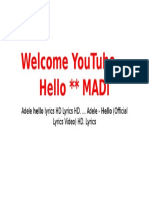 Welcome Youtube Hello Madi: Adele Hello Lyrics HD Lyrics Hd. ... Adele - Hello (Official Lyrics Video) Hd. Lyrics